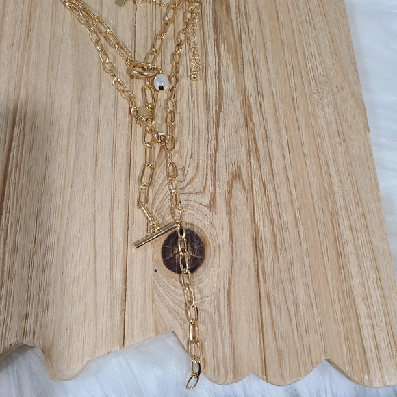 ⭐️⭐️NEW⭐️⭐️BEAUTIFUL!! Bohomeian Faux Pearl 3 Layer Disc Charm Necklace - Picture 9 of 16